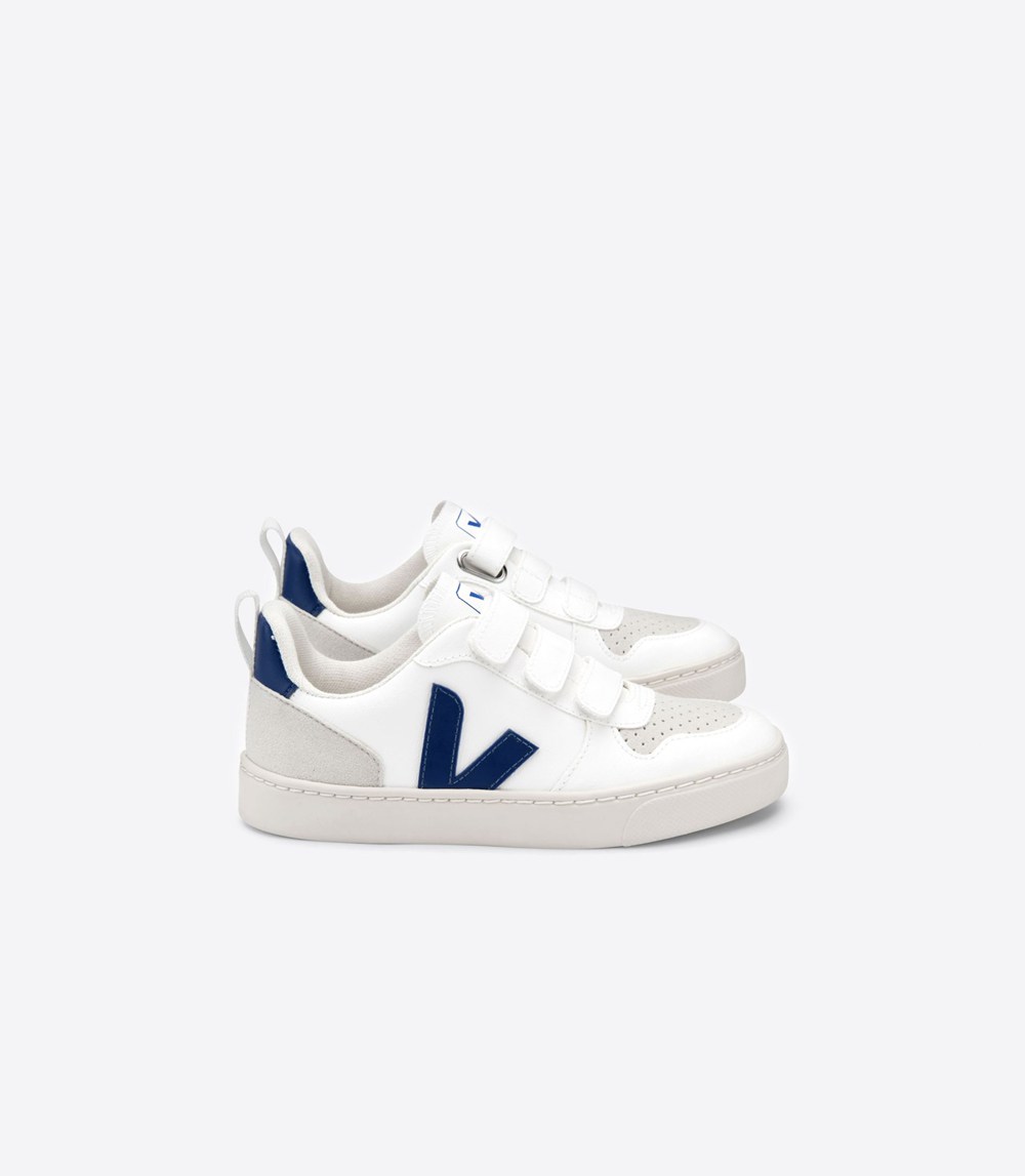 Veja Sneakers Kids - V-10 Velcro Cwl - White/Blue - 2870AECGK